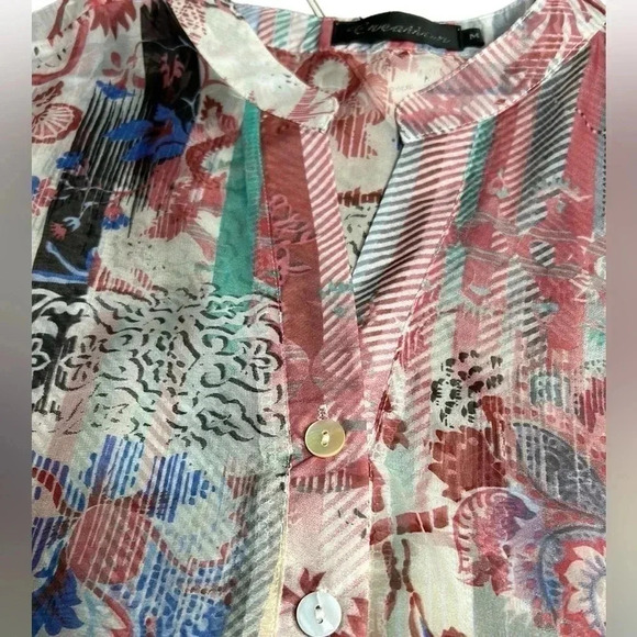 CREATION SM&MED colorful floral sheer gauze beach cover  maxi dress.sleeveless - Picture 13 of 16